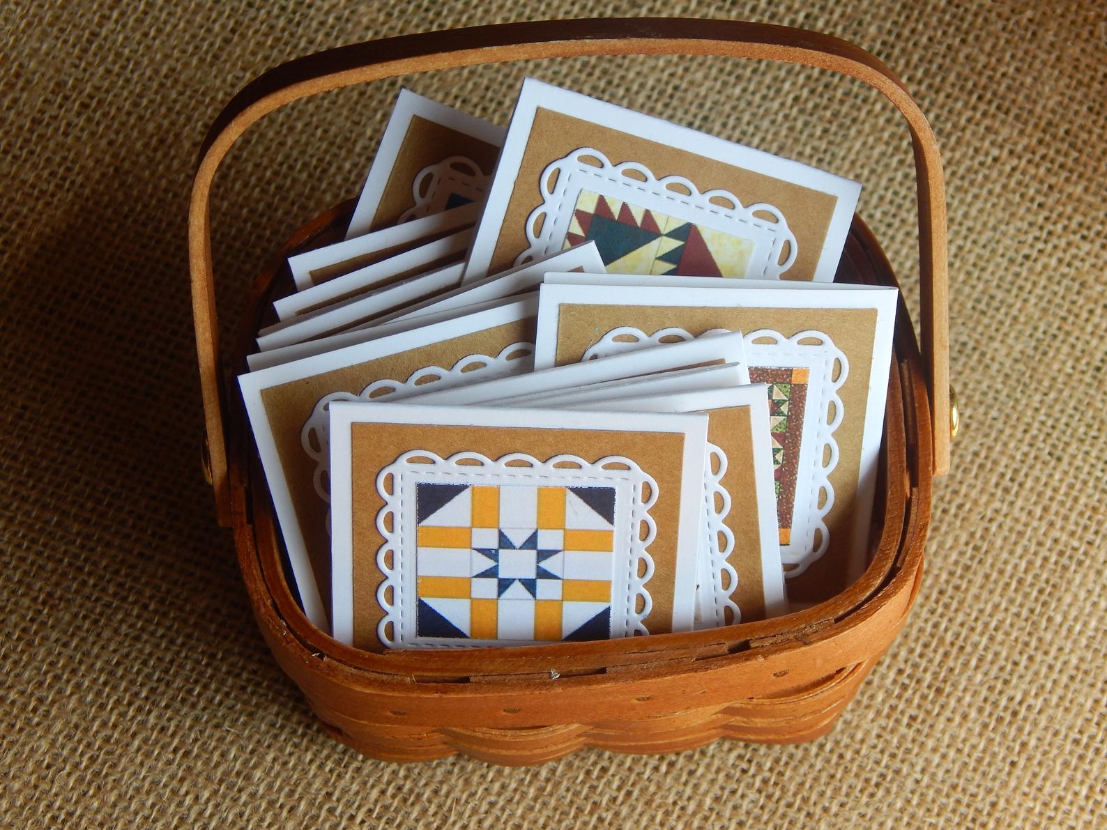 Mini Note Cards Quilt Design, Gift Tags and Enclosures, Gifts for Quilters,  Set of 12