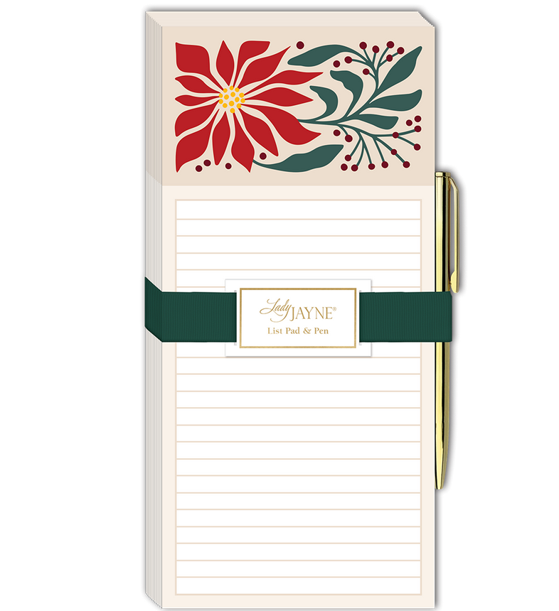 Magnetic List Pad Wntr Poinseta 60017 Lady Jayne