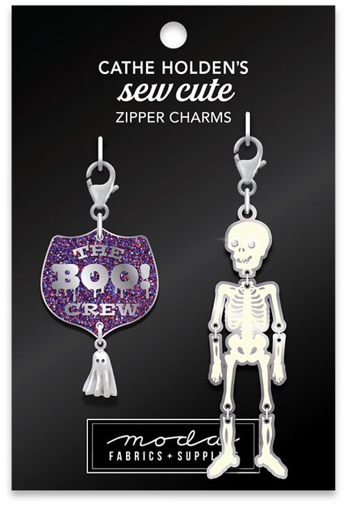 Skeleton Boo Badge Zip Pull 2ct CH179