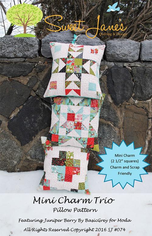 Mini Charm Trio Pillow Pattern SJ 074 by Sweet Jane Quilting