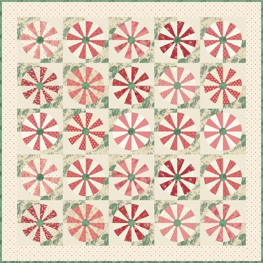 Sweet Mint Pattern with Acrylic Templates LBQ-0259-PT by Edyta Sitar for Laundry Basket Quilts