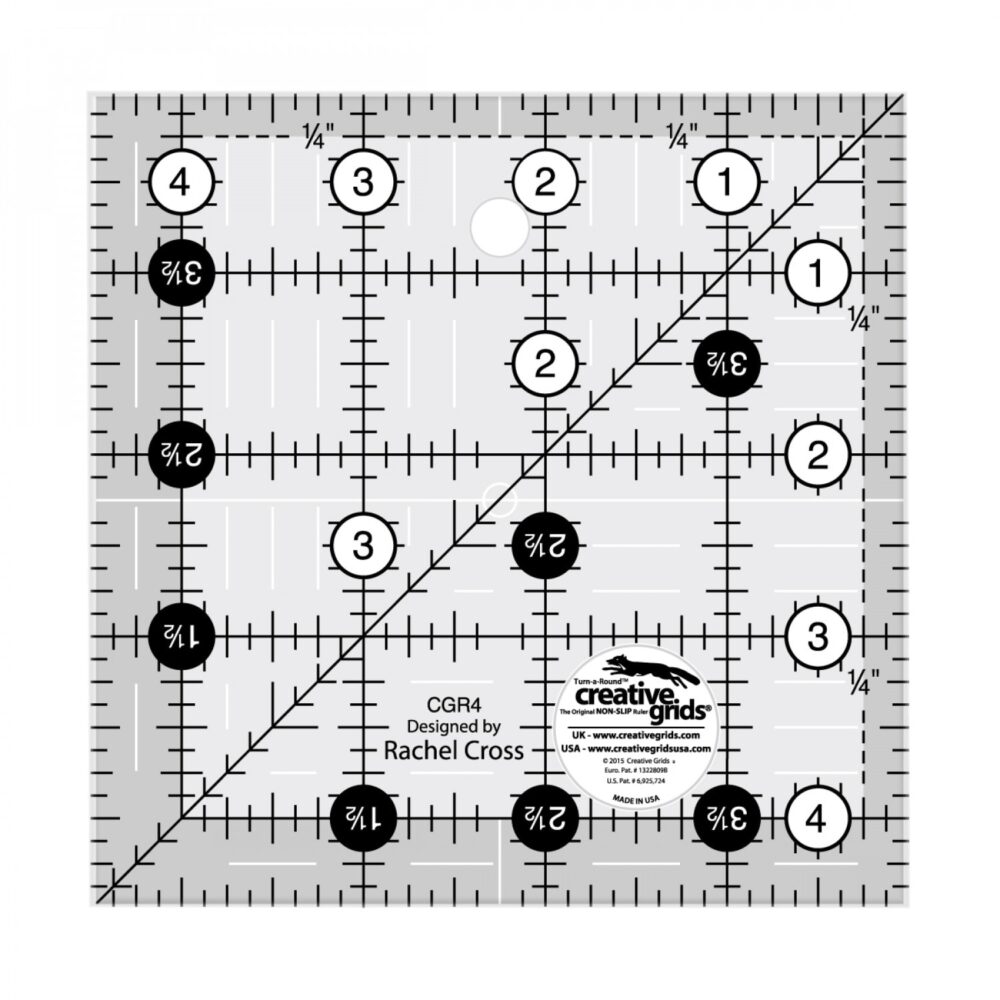 Creative Grids Quilt Ruler 4-1/2in x 4-1/2in #CGR4