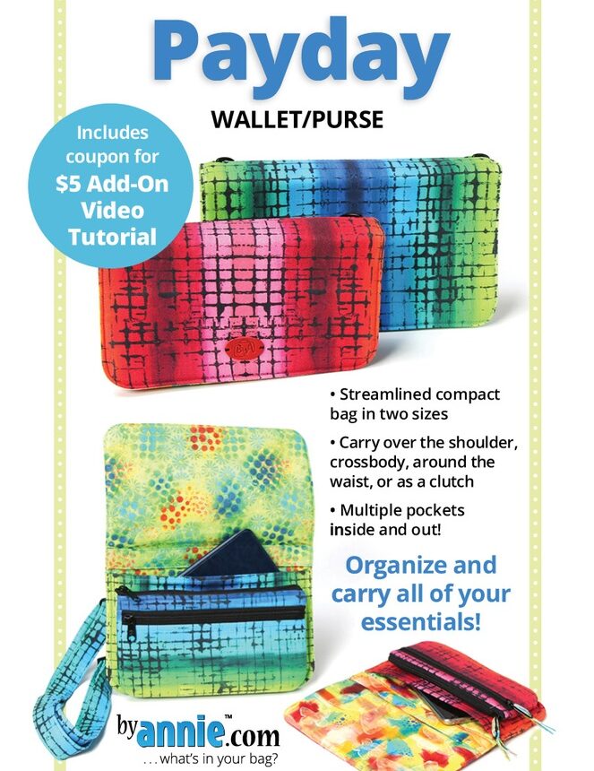Payday Wallet Purse Pattern PBA302 by Annie Unrein (Front)