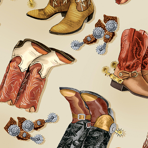 108" Cowboy Boots Black 14484W-07 by KANVAS STUDIO for Benartex Fabrics