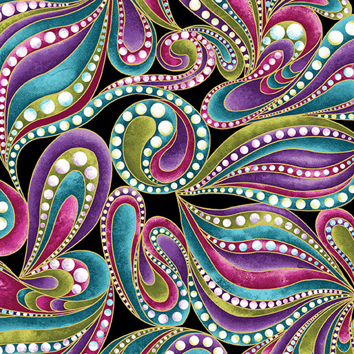 Paisley Style Black_Multi 108" 4203W12B by Benartex Studios for Benartex