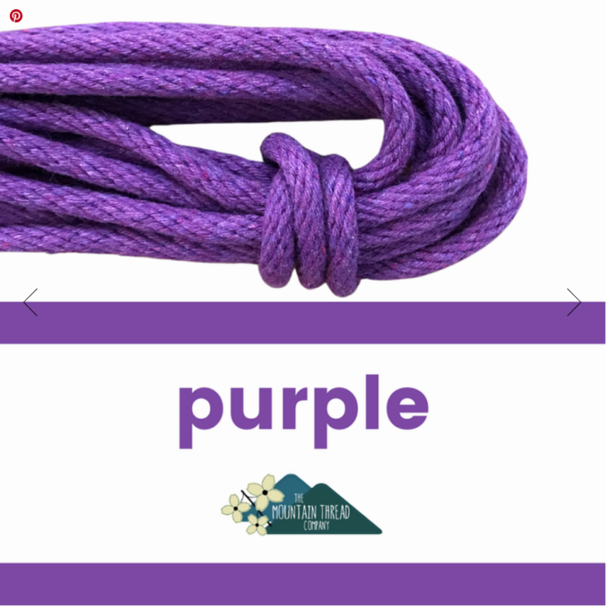 Colorful 3/16" Solid Braid Rope By the Yard - Purple 025 - 10 Yards - from The Mountain Thread Company
