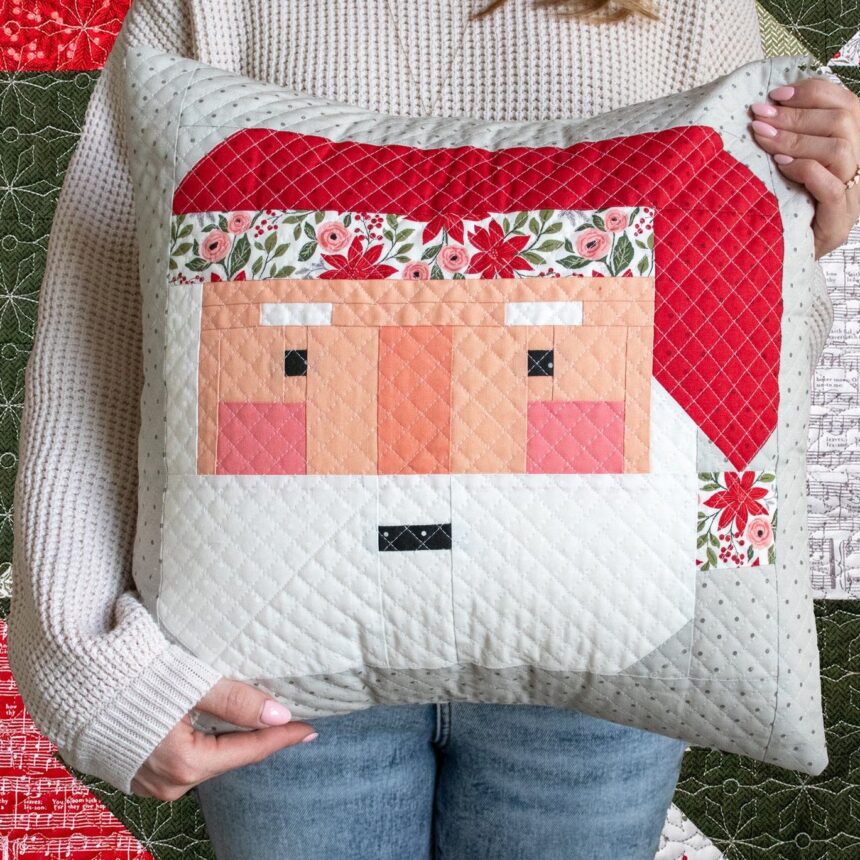 Sew Jolly Santa Pillow Kit Featuring Berry & Pine + Magic Dot by Lella Boutique