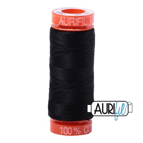 100% Cotton Mako Thread Black 50wt 200m BMK50 2692 by Aurifil