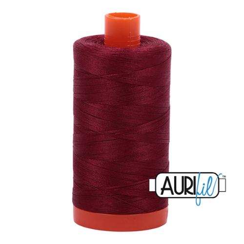 100% Cotton Mako Thread Dk Carmine Red 50wt 1300m MK50 2460 by Aurifil