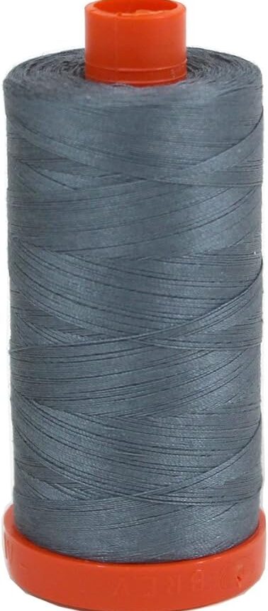 100% Cotton Mako Thread Medium-Dark Grey 50wt 1300m MK50 1246 by Aurifil