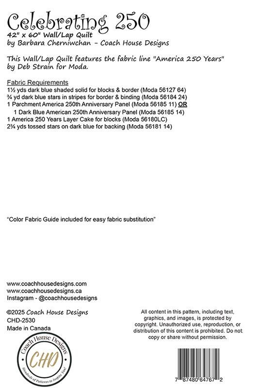 Celebrating 250 Pattern G CHD 2530 by Barb Cherniwchan for Coach House Designs