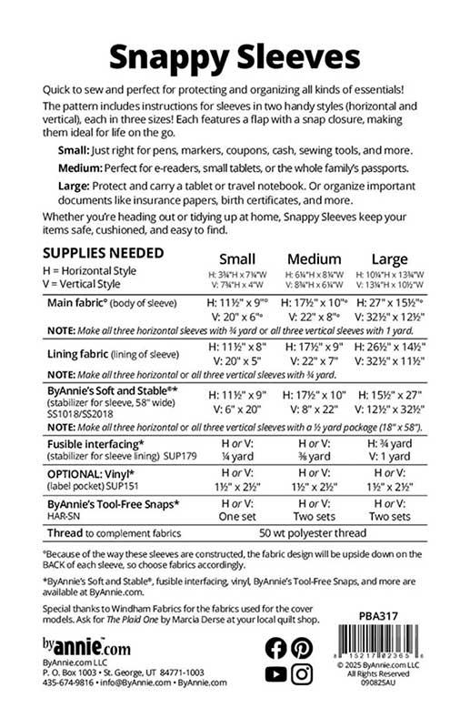 Snappy Sleeves Pattern PBA 317 By Annie Unrein for Patterns by Annie