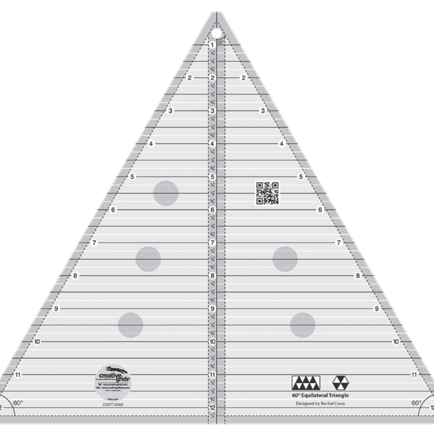 Creative Grids Quilt Ruler 60 Degree 8-12in Triangle by Rachel Cross for Creative Grids USA