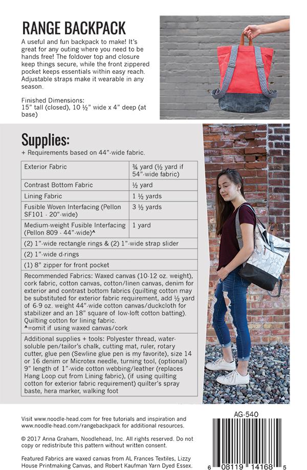 Range Backpack Pattern AG 540 by Anna Graham for Noodlehead - Image 2