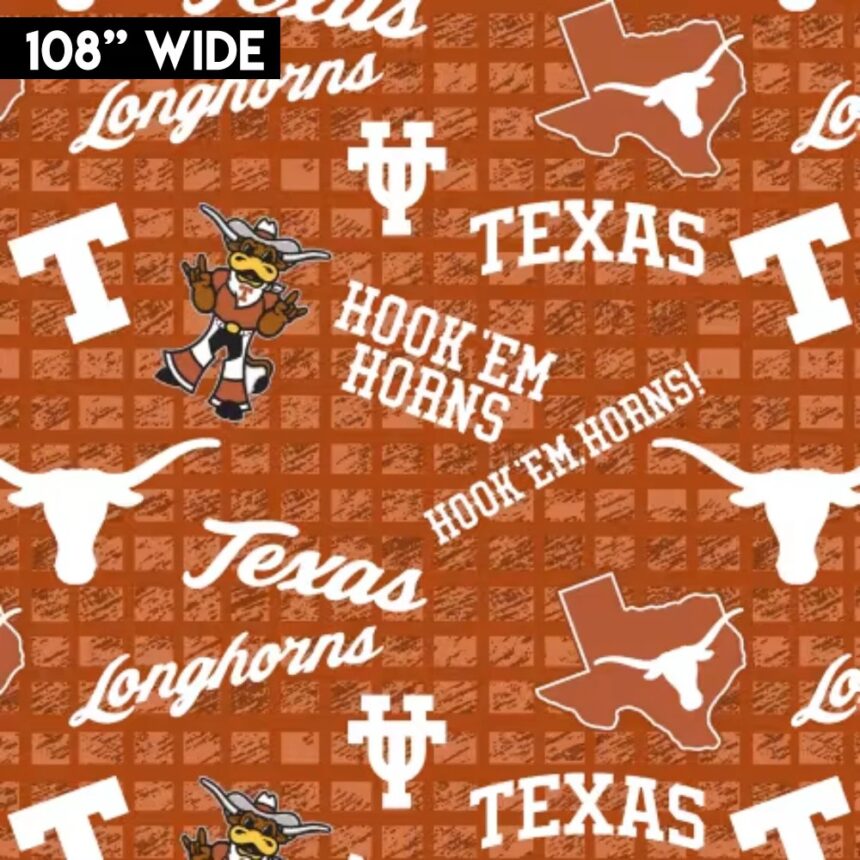 NCAA- Texas All Over Print Wideback Cotton W108