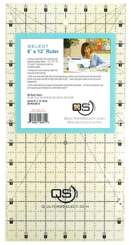 Non Slip Ruler 6" x 12" QS RUL6x12 by Quilters Select