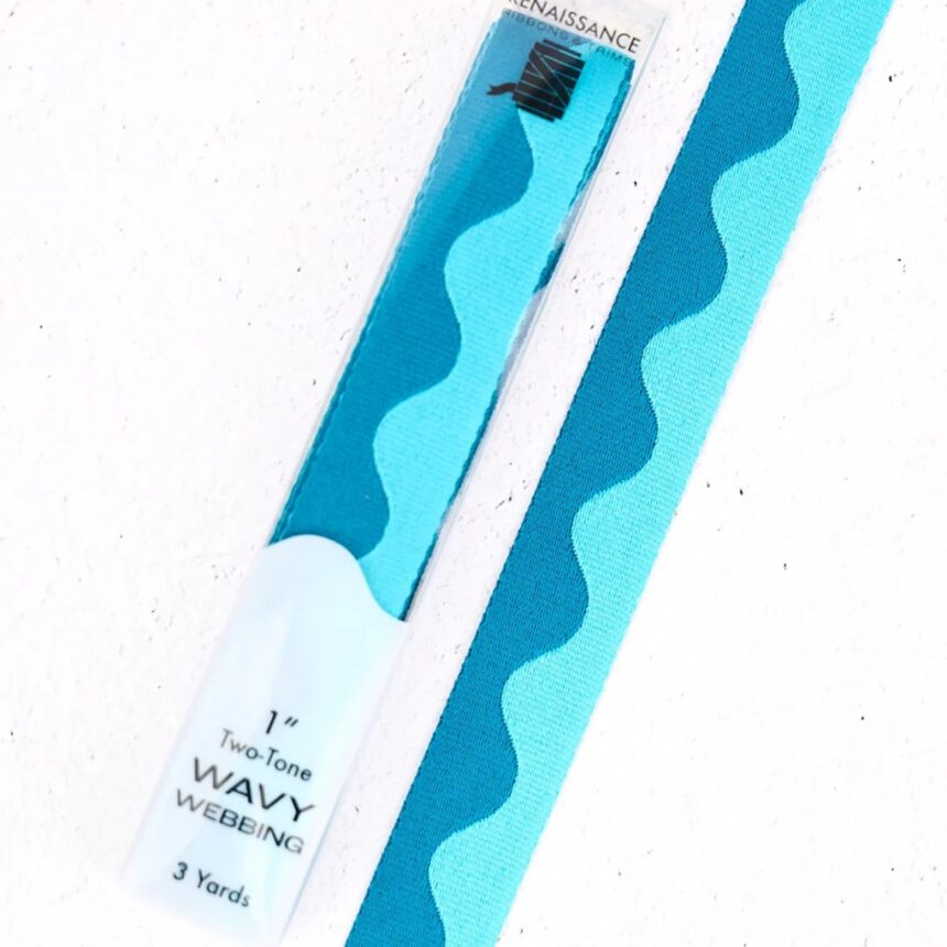 Wavy Webbing Aquamarine 1in x 3yds by Renaissance Ribbons and Trim