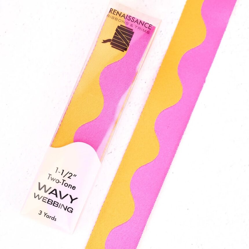 Wavy Webbing Pink Lemonade 1.5in x 3yds by Renaissance Ribbons and Trim