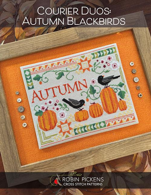 Courier Duos Autumn Blackbirds Cross Stitch RPCSP CDAB428 by Robin Pickens