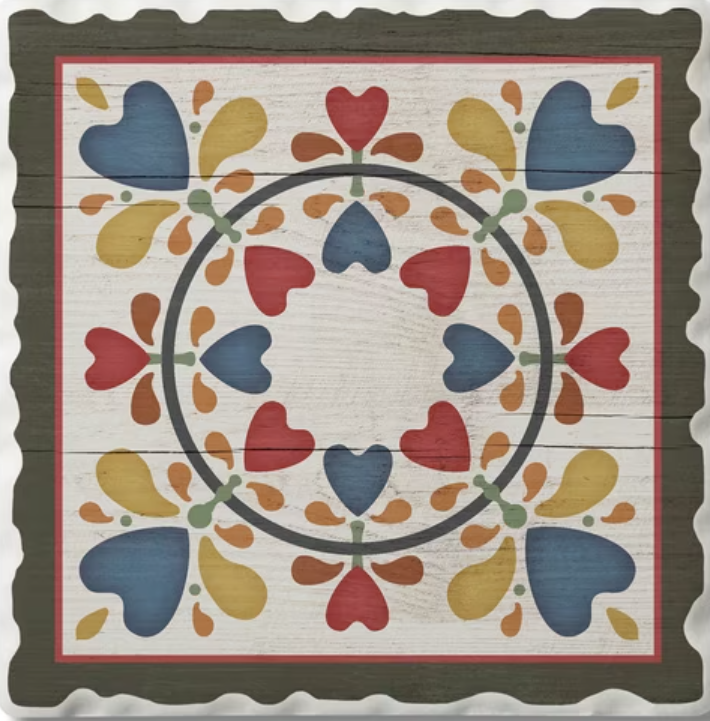Folk Hearts & Flowers Single Tile Coaster 02-01636 by Thirstystone