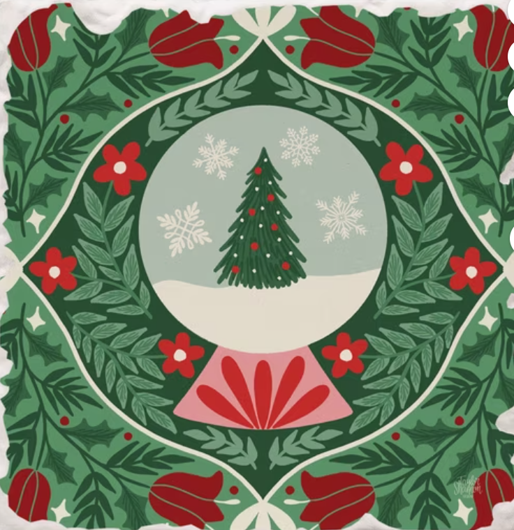 Folky Snowglobe Single Tile Coaster 02-03298 by Thirstystone