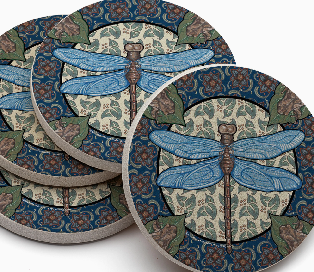 Thirstystone Apple Dragonfly Round Sandstone Coaster 4pk TSUQ1 for Sassafras Lane Designs