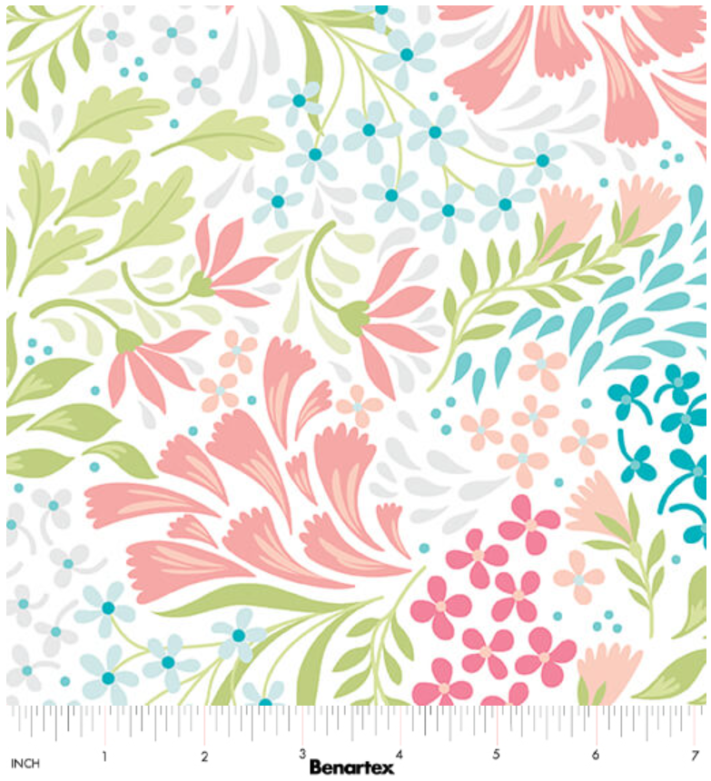 108 Wide Back First Impressions Coral 17309W26B by Shelley Cavanna for Benartex