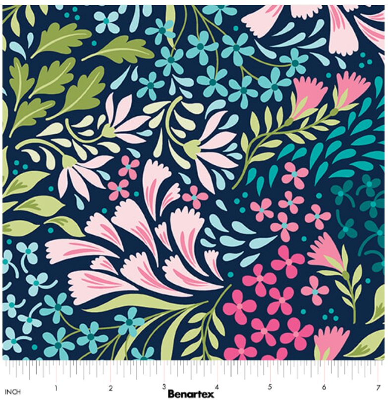 108 Wide Back First Impressions Indigo 17309W56B by Shelley Cavanna for Benartex