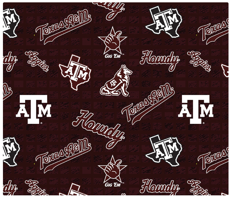 108 Wide Back NCAA- Texas A&M All Over Print Cotton TAM1395 by Sykel Studio