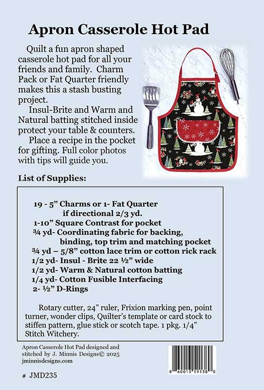 Apron Casserole Hot Pad Patter JMD 235 by Joyce Minnis for J. Minnis Designs