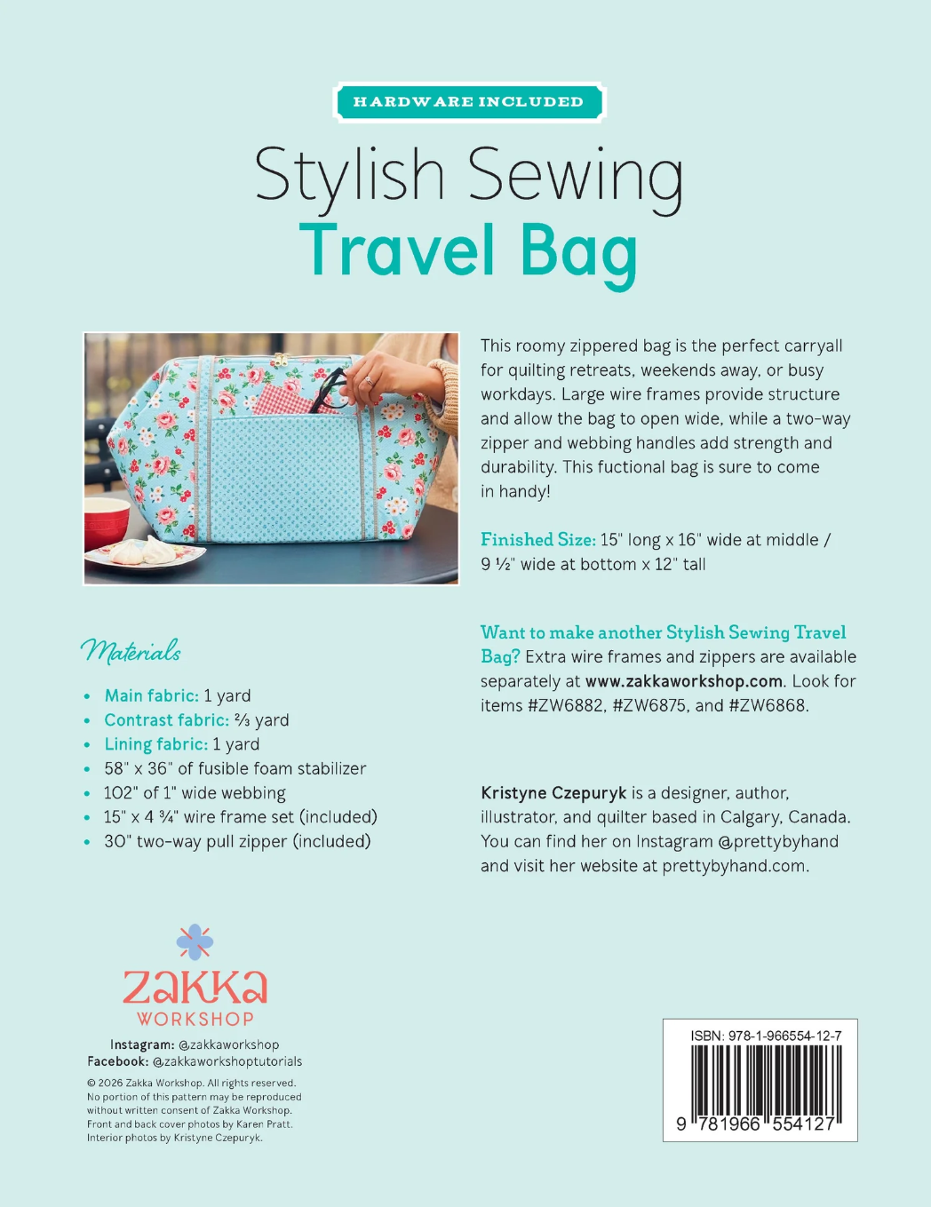 Stylish Sewing Travel Bag Pattern ZW 4127 by Zakka Workshop